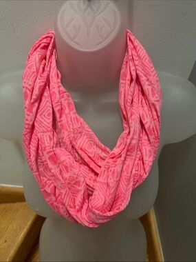 Tickled Pink Neon Coral Geometric Tribal Infinity Scarf